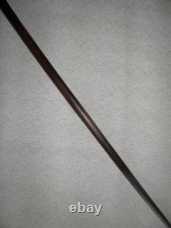 Antique Large Treen Walking Stick Cane Hand Carved Duck Head Crook & Glass Eyes