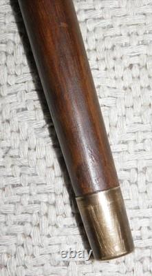 Antique Large Treen Walking Stick Cane Hand Carved Duck Head Crook & Glass Eyes