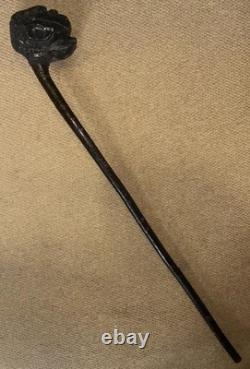 Antique Large Walking Stick / Cane Grotesque Hand-Carved African Man's Head