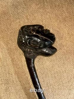 Antique Large Walking Stick / Cane Grotesque Hand-Carved African Man's Head