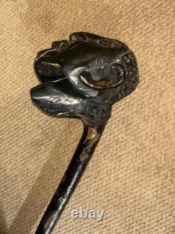 Antique Large Walking Stick / Cane Grotesque Hand-Carved African Man's Head