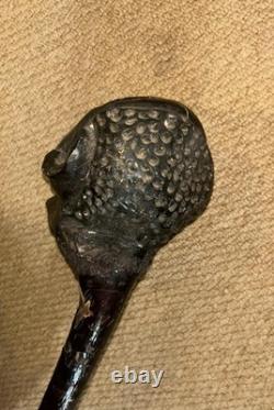 Antique Large Walking Stick / Cane Grotesque Hand-Carved African Man's Head