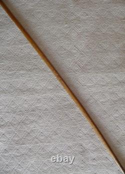 Antique Macedonian Walking Stick / Cane Hand-Carved Handle Man's Head & Snakes