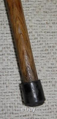 Antique Macedonian Walking Stick / Cane Hand-Carved Handle Man's Head & Snakes