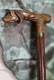 Antique Made In England Carved Dog Head Cane Walking Stick Wood 36.5