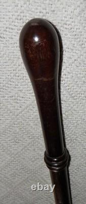 Antique Mahogany Police Walking Stick / Cane 3 Hand Carved Collars 86cm Long
