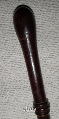 Antique Mahogany Police Walking Stick / Cane 3 Hand Carved Collars 86cm Long