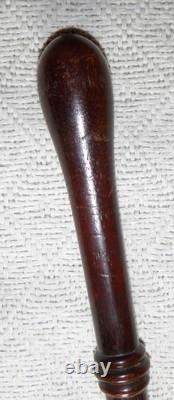 Antique Mahogany Police Walking Stick / Cane 3 Hand Carved Collars 86cm Long