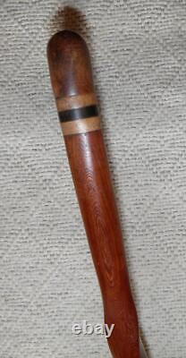 Antique Mahogany Walking Stick / Cane Carved Crocodile Glass Eyes Fritz Handle