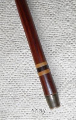 Antique Mahogany Walking Stick / Cane Carved Crocodile Glass Eyes Fritz Handle