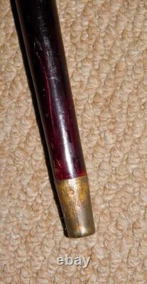 Antique Mahogany Walking Stick / Cane Decorative Hand Carved Twisted Shaft