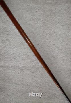 Antique Mahogany Walking Stick / Cane Hand-Carved Bearded Man's Head Pommel