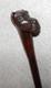 Antique Mahogany Walking Stick Cane Hand-Carved Terrier Dog Head Top Glass Eyes
