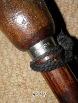 Antique Mahogany Walking Stick With 1935 Hand-Carved Bulldog Top 85.5cm