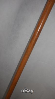 Antique Malacca Cane -Lovely Carved Handle- Detailed Silver Collar- 87cm