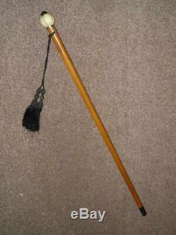 Antique Malacca Walking Stick/Cane With A Hand Carved Pomegranate Top 91cm