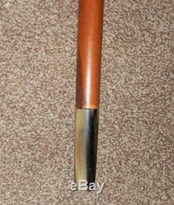 Antique Malacca Wood Hand-Carved Indian Silver Oriental Top Walking Stick 95cm