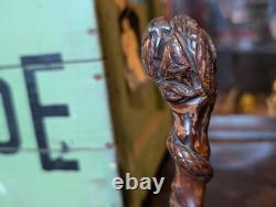 Antique Malaysian Carved Walking Cane / Stick