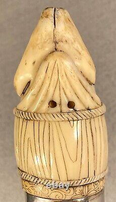 Antique Maritime Folk Art Hand Carved Erotic Hidden Phallus Walking Stick Cane