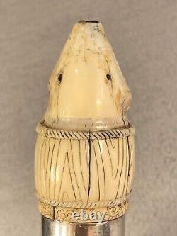 Antique Maritime Folk Art Hand Carved Erotic Hidden Phallus Walking Stick Cane