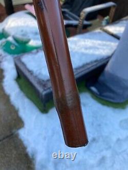 Antique Meiji Period Japanese Bamboo Carved Samurai Walking Cane Stick Rare