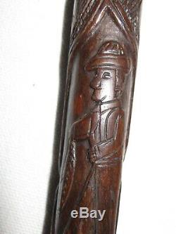 Antique Mexican Hand Carved Folk Art Walking Stick / Cane