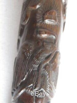 Antique Mexican Hand Carved Folk Art Walking Stick / Cane