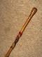 Antique Mexican Walking Stick Cane Hand Carved Pattern & Lizard Root Ball Top