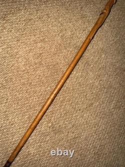 Antique Mexican Walking Stick Cane Hand Carved Pattern & Lizard Root Ball Top