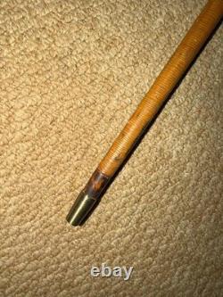 Antique Mexican Walking Stick Cane Hand Carved Pattern & Lizard Root Ball Top