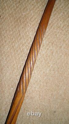 Antique Oak Scottish Sunday Golfing Walking Stick- Intricate Hand-Carved Pattern