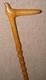 Antique Oak Walking Stick / Cane Hand-Carved Bird With Glass Eyes Twist Shaft