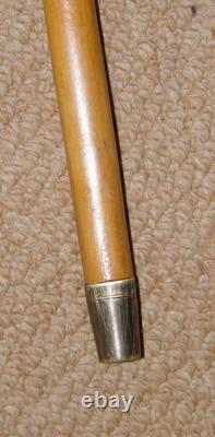 Antique Oak Walking Stick / Cane Hand-Carved Bird With Glass Eyes Twist Shaft