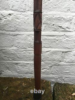 Antique Old Tribal Carved Head Wooden Walking Stick