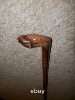 Antique Olive Wood Greek Kepkypa (Corfu) Stick With Hand-Carved Fist Top 85.5cm