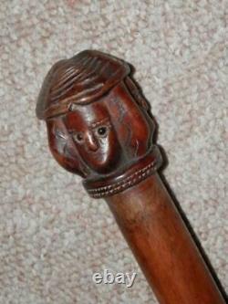 Antique Olive Wood Greek Kepkypa (Corfu) Stick With Hand-Carved Hecate Top 89cm