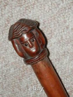 Antique Olive Wood Greek Kepkypa (Corfu) Stick With Hand-Carved Hecate Top 89cm