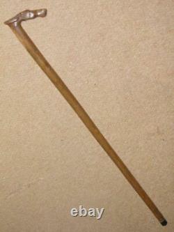 Antique Olive Wood Greek Kepkypa (Corfu) Stick With Hand-Carved Horse Top 91cm