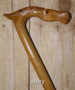 Antique Olive Wood Greek Kepkypa Corfu Walking Stick /Cane Hand-Carved Horse