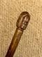 Antique Olive Wood Greek Kepkypa Corfu Walking Stick Hand-Carved 3 Faced Man