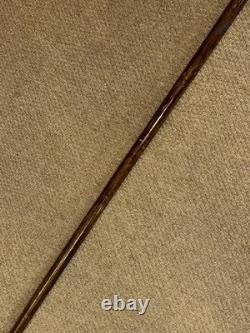 Antique Olive Wood Greek Kepkypa Corfu Walking Stick Hand-Carved 3 Faced Man