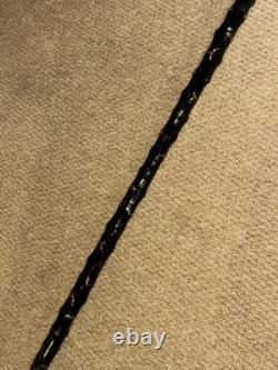 Antique Olive Wood Greek Kepkypa Corfu Walking Stick Hand-Carved Flower Top