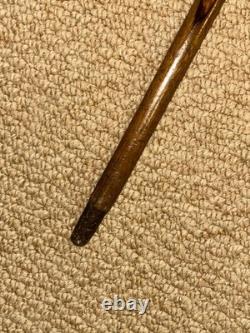 Antique Olive Wood Greek Kepkypa Corfu Walking Stick Hand-Carved Horse Handle