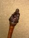 Antique Oriental Chinese Bamboo Walking Stick Laughing Buddha Top & Carved Shaft