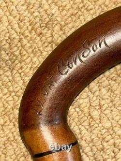 Antique Oriental Walking Stick Cane Crook Handle & Hand-Carved Dragon Shaft