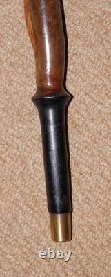 Antique Oriental Walking Stick / Cane Fritz Handle Hand Carved Dog & Man Head