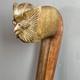 Antique Owl Head Walking Stick Traditional Dog Leg Curve Hand-Carved Collectible