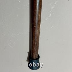 Antique Owl Head Walking Stick Traditional Dog Leg Curve Hand-Carved Collectible