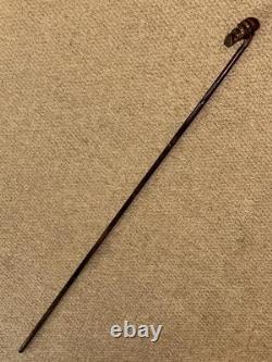 Antique Partridge Wood Petite Walking Stick Cane Hand-Carved Bearded Man Top