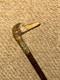 Antique Petite Ladies Walking Stick Hand-Carved Duck Handle Brass Collar